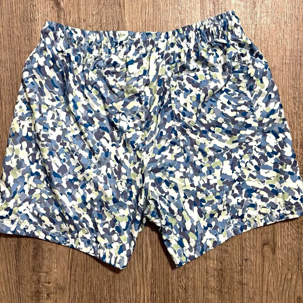 Jordan Swim Trunks Men’s Size L Blue Gray Camo Lined Drawstring Elastic Jumpman